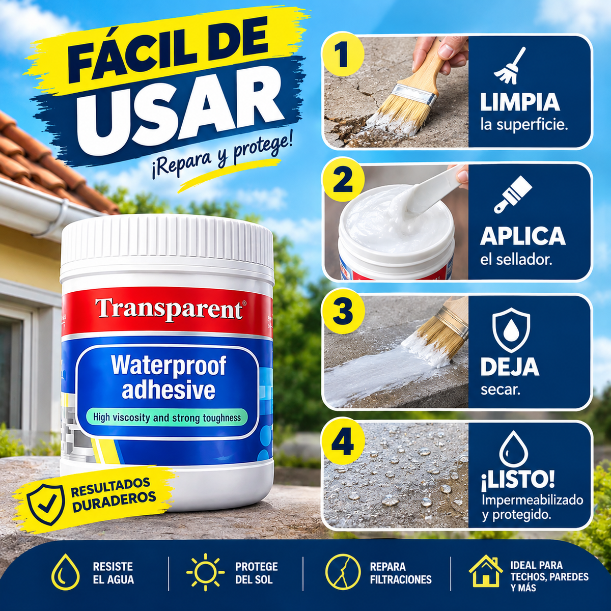 Sellador Impermeable 3×1 – Repara Filtraciones Fácilmente