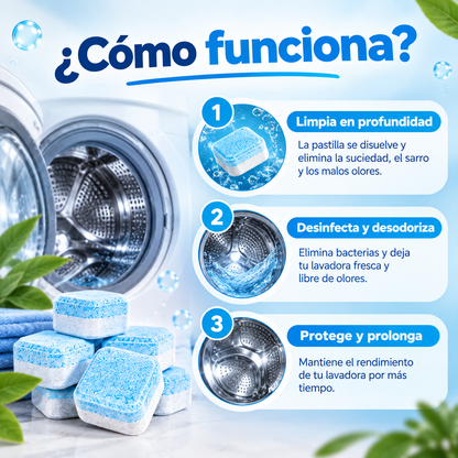 Pack De 12 Pastillas Limpia Lavadora
